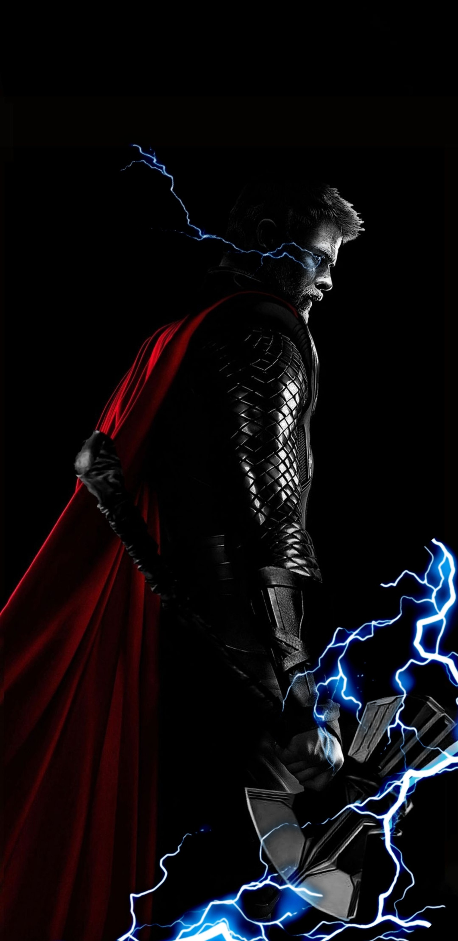 Thor thor is standing in the dark with lightning coming out of his chest (asgard, avengers, god, infinity war, marvel)