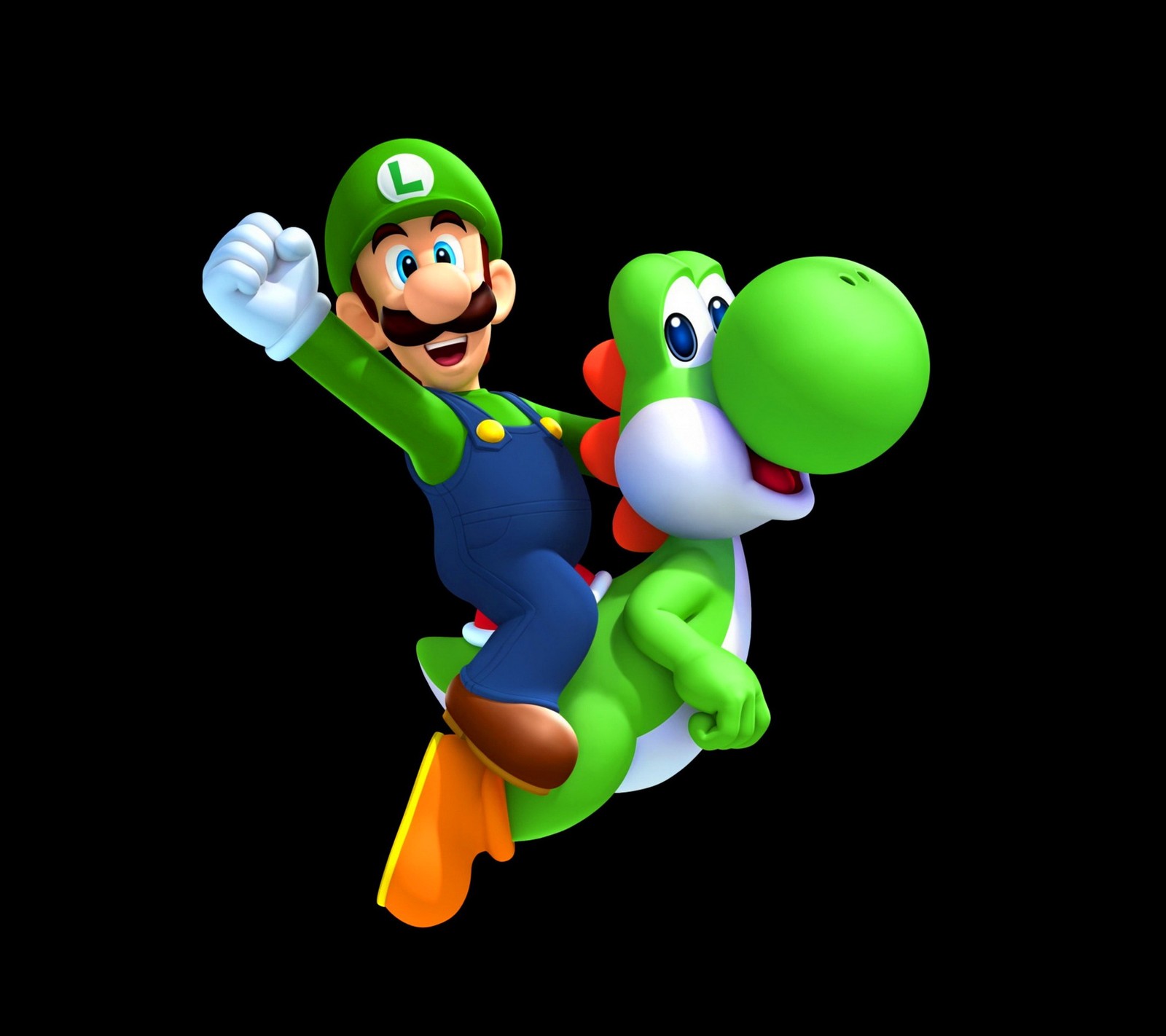 Un primer plano de un personaje de nintendo montando un dinosaurio verde (nuevo super luigi, new super luigi, juegos de super mario, super mario games)