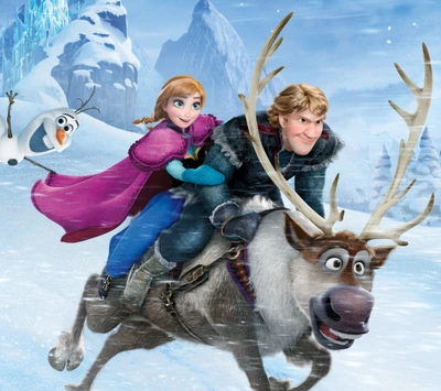 Aventura en Arendelle: Anna, Kristoff y Sven en un país de las maravillas invernal