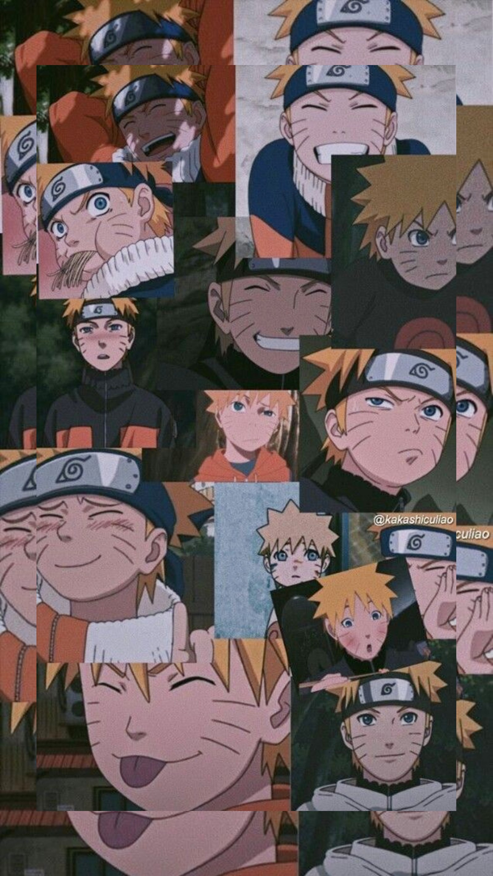 Un gros plan d'un tas de photos de naruto (anime, collage, naruto)