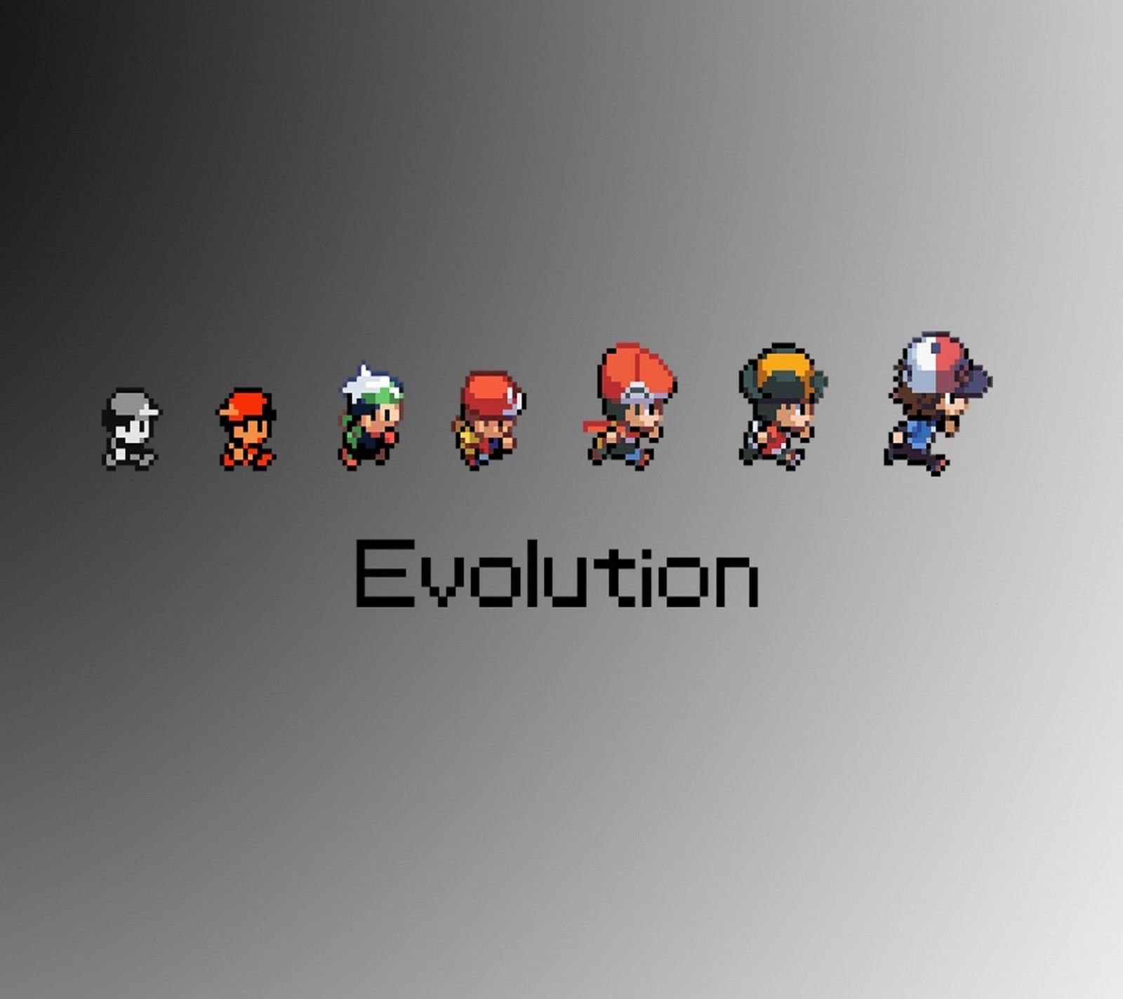 Un grupo de personajes de píxeles con la palabra evolución (pokemon)