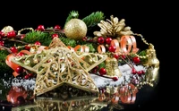 Festive Christmas Decorations with Golden Star and Ornaments