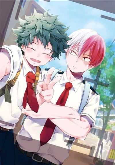 Duo mignon : Deku et Todoroki capturent un moment d'amitié