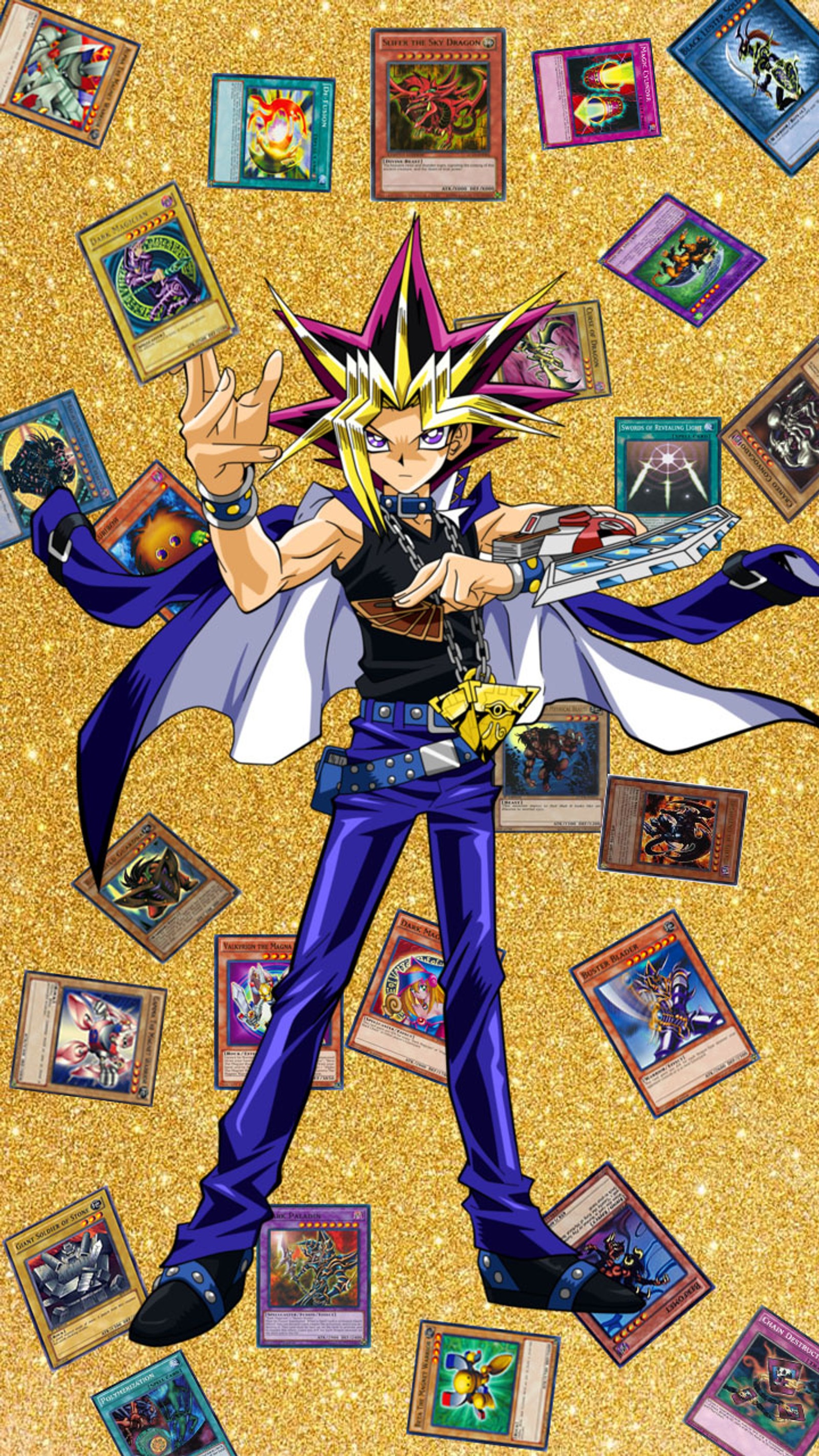 Baixar papel de parede anime, atem, cartas, deck, ouro