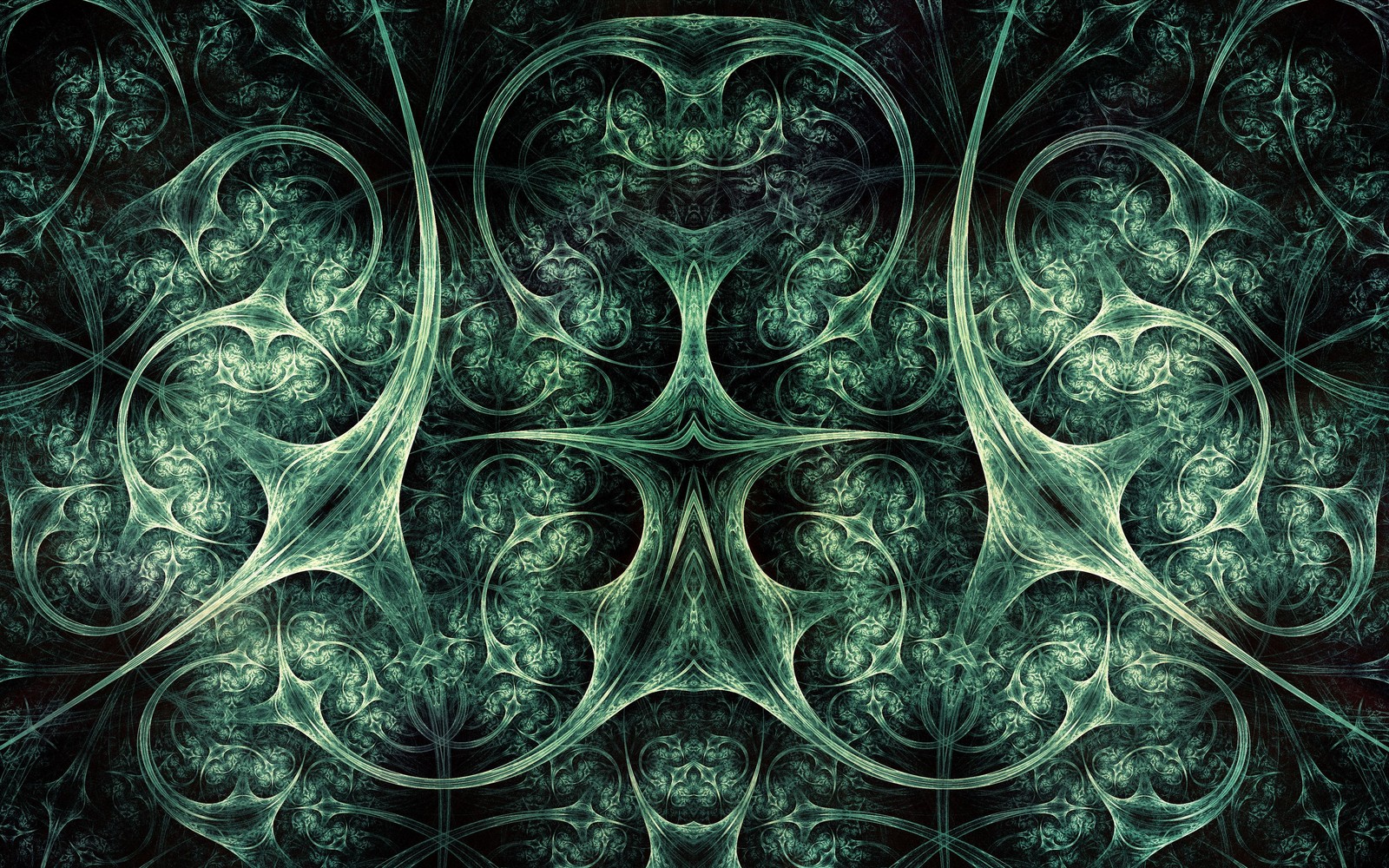 Um fundo abstrato verde e preto com um grande design intrincado (arte fractal, fractal, arte digital, arte, têxtil)