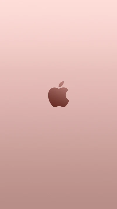 Rose gold Apple logo against a soft pink background.