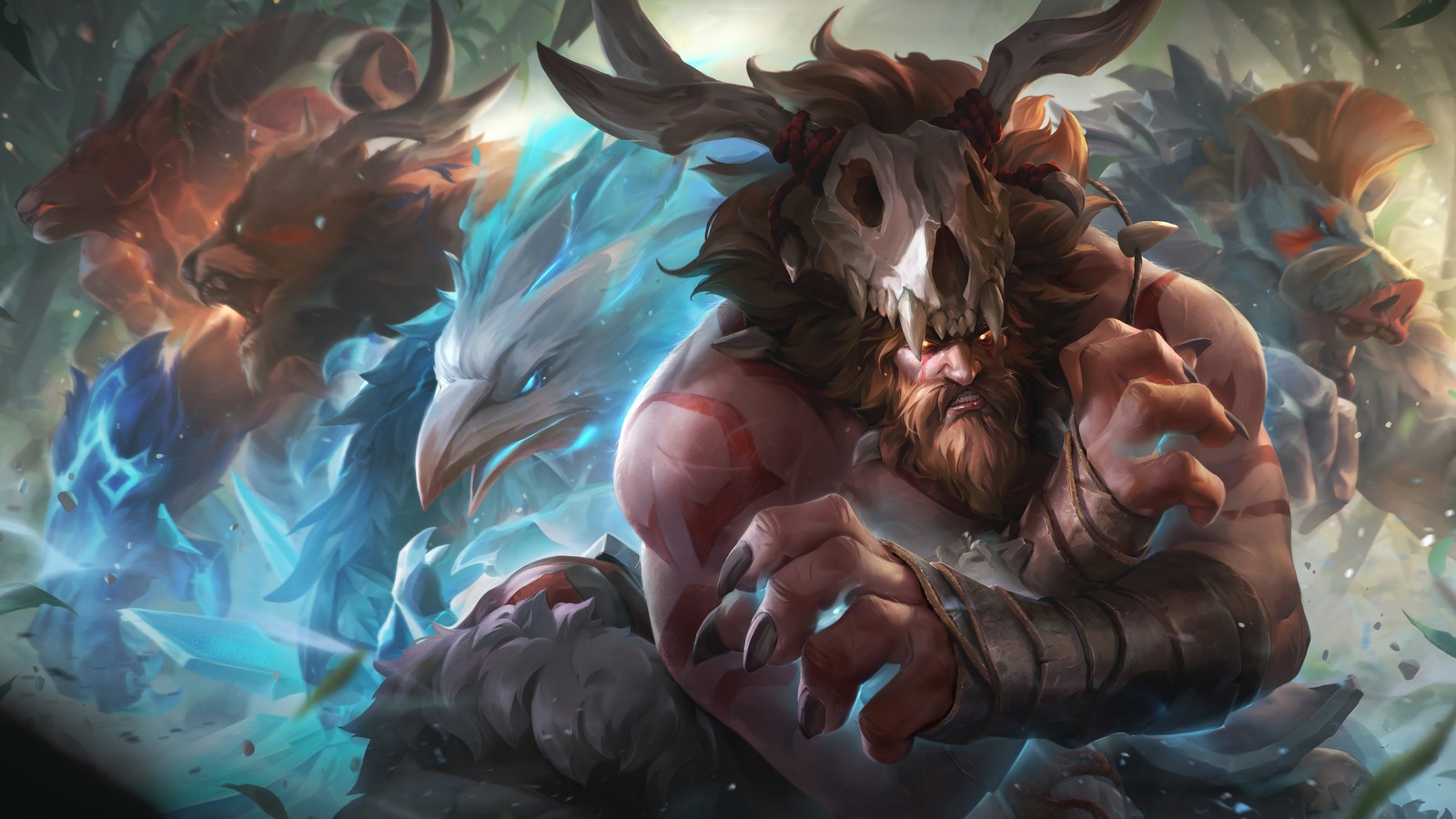 Скачать обои первобытный, удир, udyr, кожа, league of legends