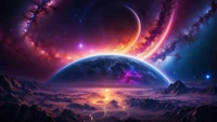 nebula, planet, sky, stars, space wallpaper