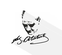 Vektorillustration der Silhouette von Mustafa Kemal Atatürk mit seiner Unterschrift, die das türkische Erbe symbolisiert.