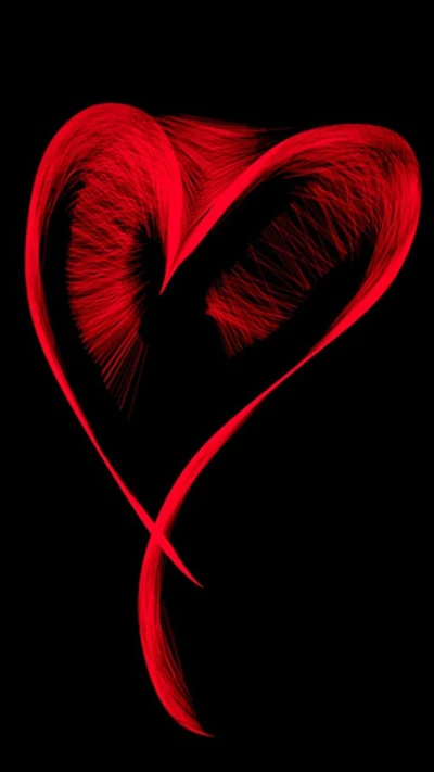 Red Heart Design on Black Background