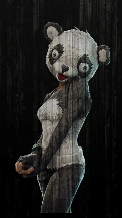 Personagem do Fortnite com tema de panda em traje de gamer