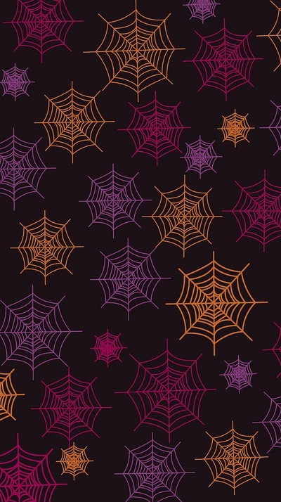 Colorful Spider Webs on a Dark Background