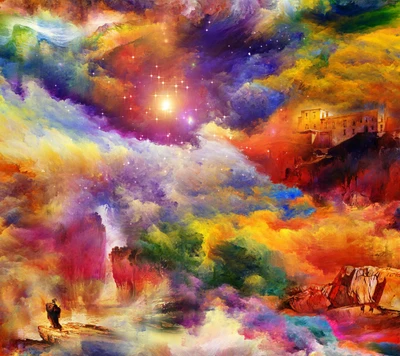 Celestial Dreamscape: A Vibrant Nebula of Fantasy and Stars