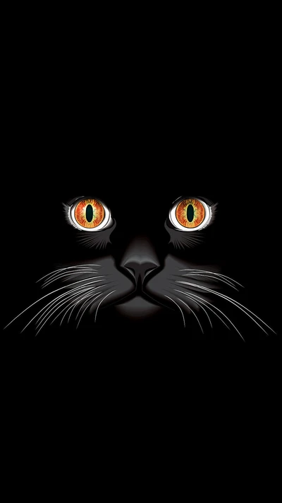 Gato negro llamativo con ojos ámbar sobre un fondo oscuro