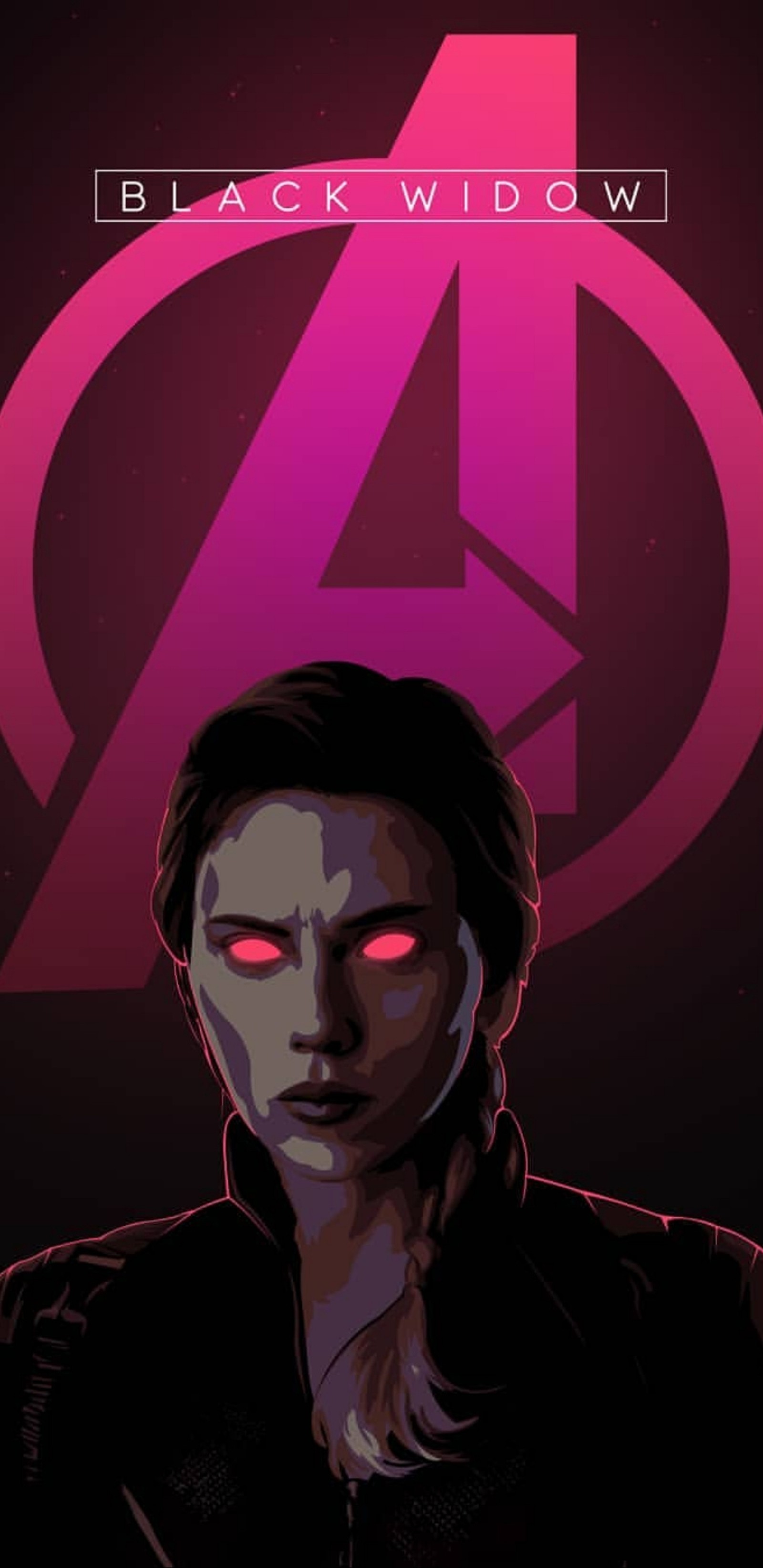 Un cartel de una mujer con ojos rojos y un logo de viuda negra (vengadores, avengers, vengadores endgame, avengers endgame, natasha)