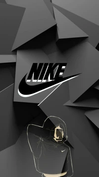 Stylische Nike Modeillustration vor einem geometrischen Hintergrund