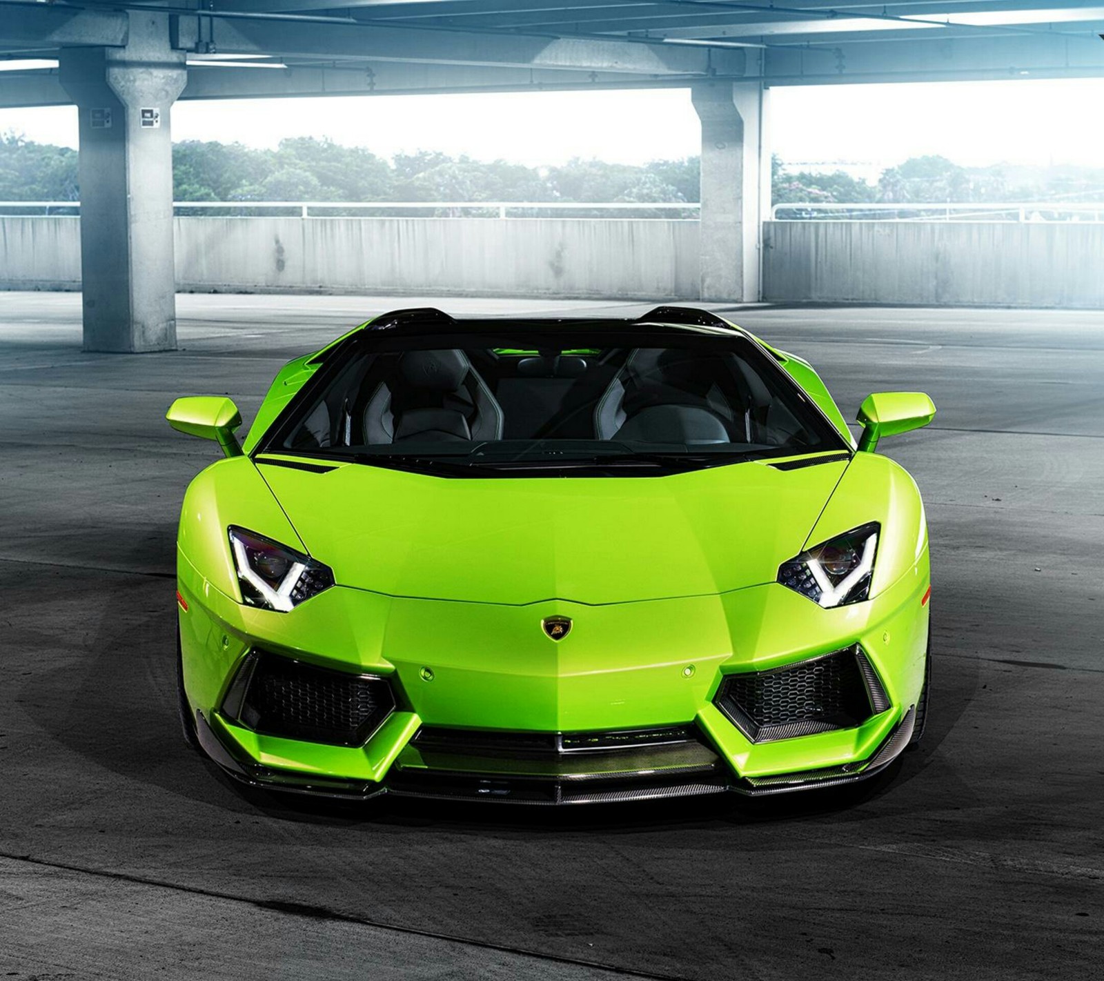 Скачать обои машина, зелёный, lamborghini, спорт, супер