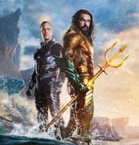 Patrick Wilson dans le rôle du Roi Orm et Jason Momoa dans le rôle d'Aquaman dans un affrontement océanique saisissant pour 'Aquaman et le Royaume Perdu'.