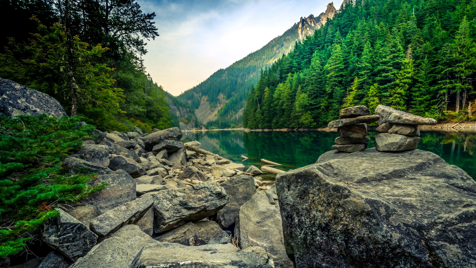 hiking, lake, vancouver, nature, water wallpaper