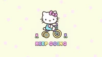 keep going, фоновый рисунок hello kitty, вдохновляющие цитаты, мультфильм, санрио