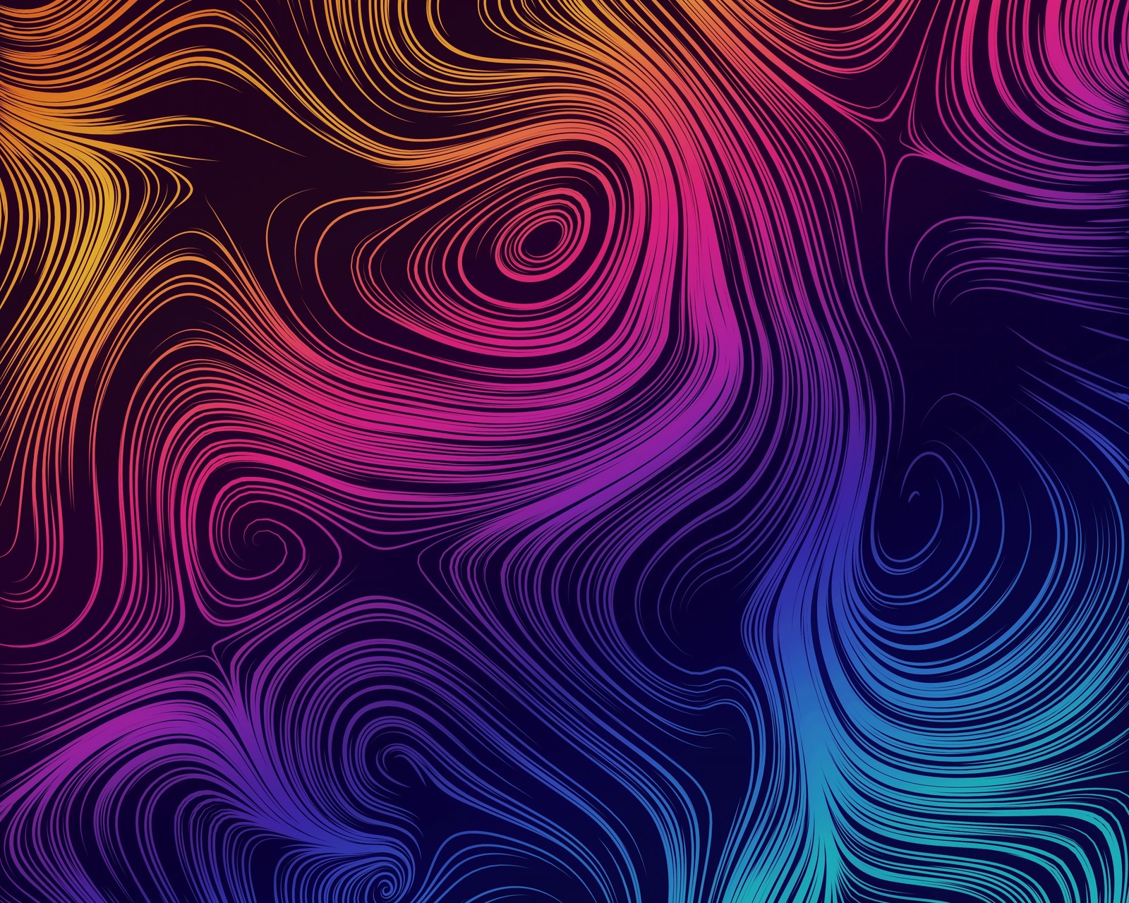 A colorful abstract background with wavy lines and swirls (pattern, purple, violet, psychedelic art, fractal art)