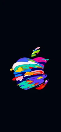 Logo de manzana eléctrica vibrante en colores neón