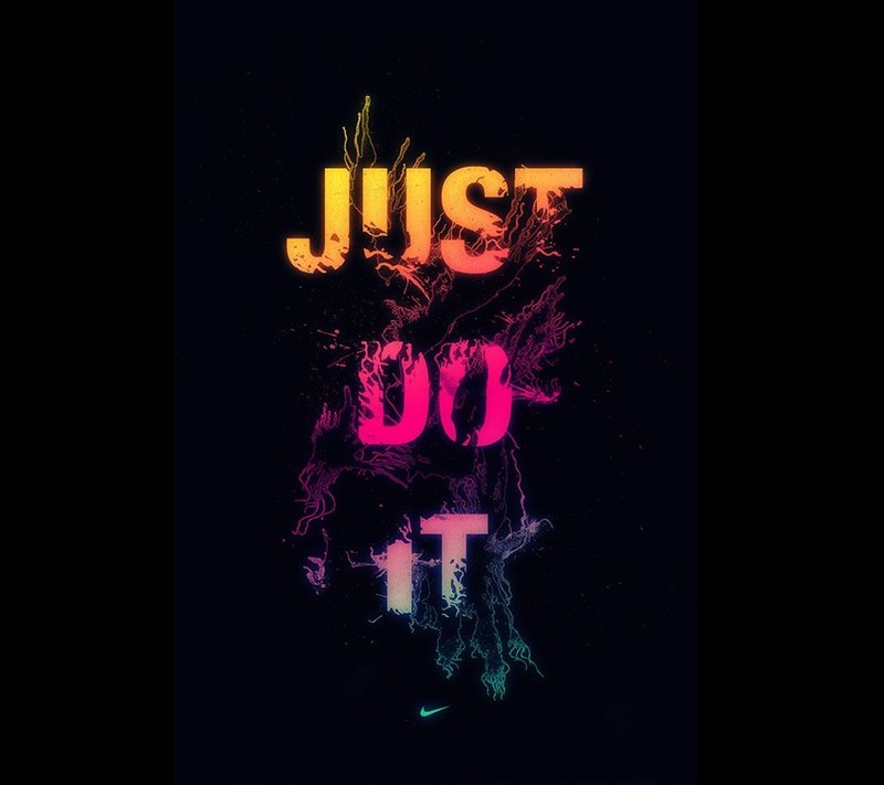 Постер с надписью just do it в неоновых цветах (делать, it, просто, nike, оранжевый)