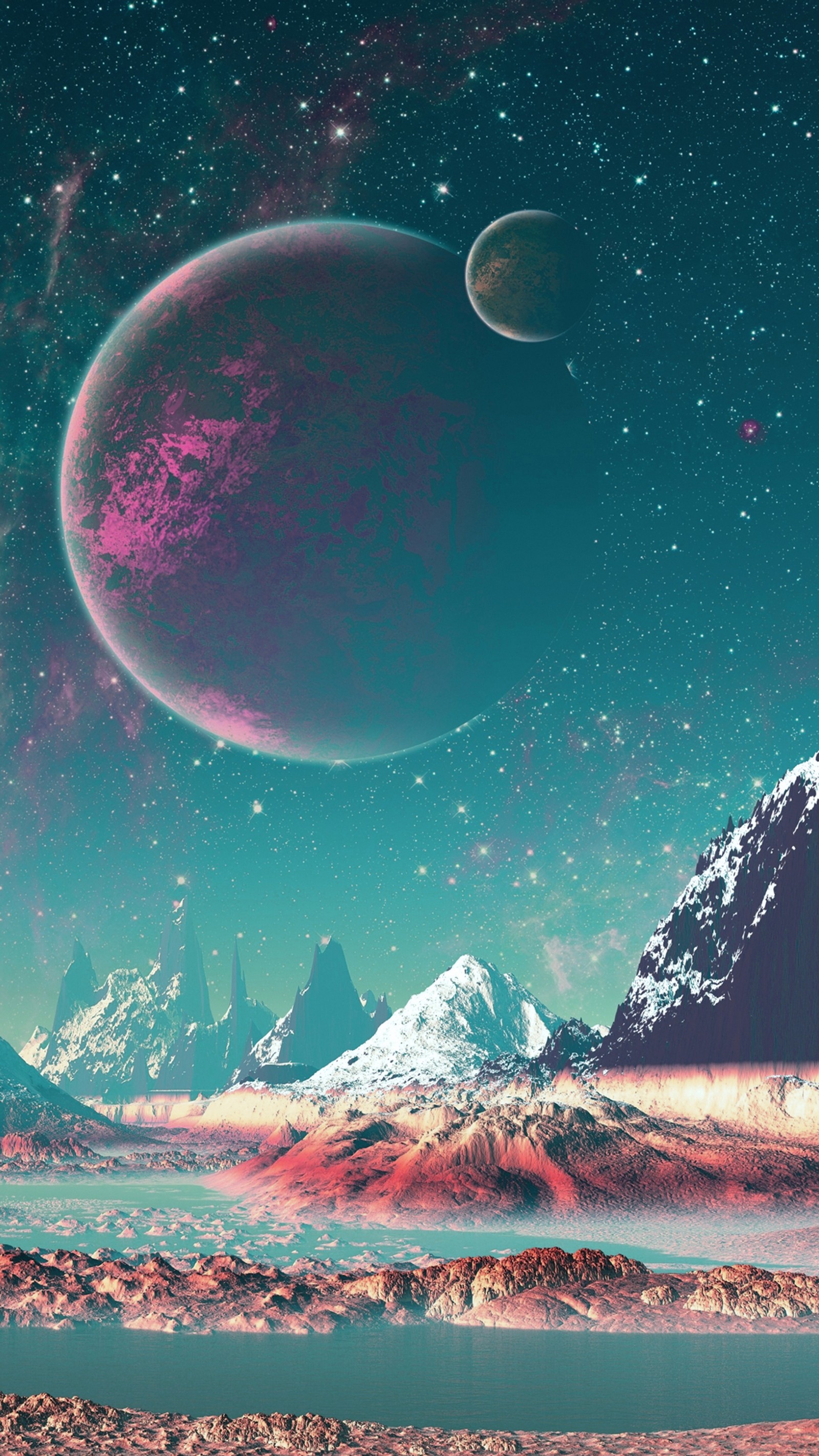 moon, mountain, sky, space Download Wallpaper