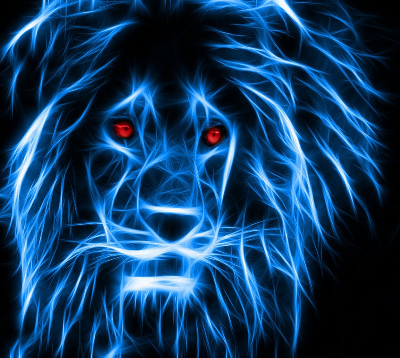 A close up of a lion with red eyes on a black background (abej, beograd, lion)