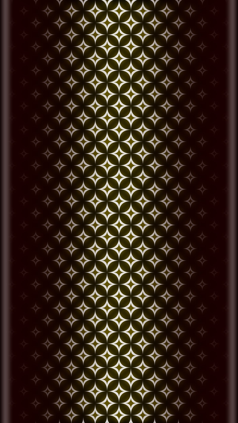 A dark brown and white pattern with stars and circles (black, yellow)