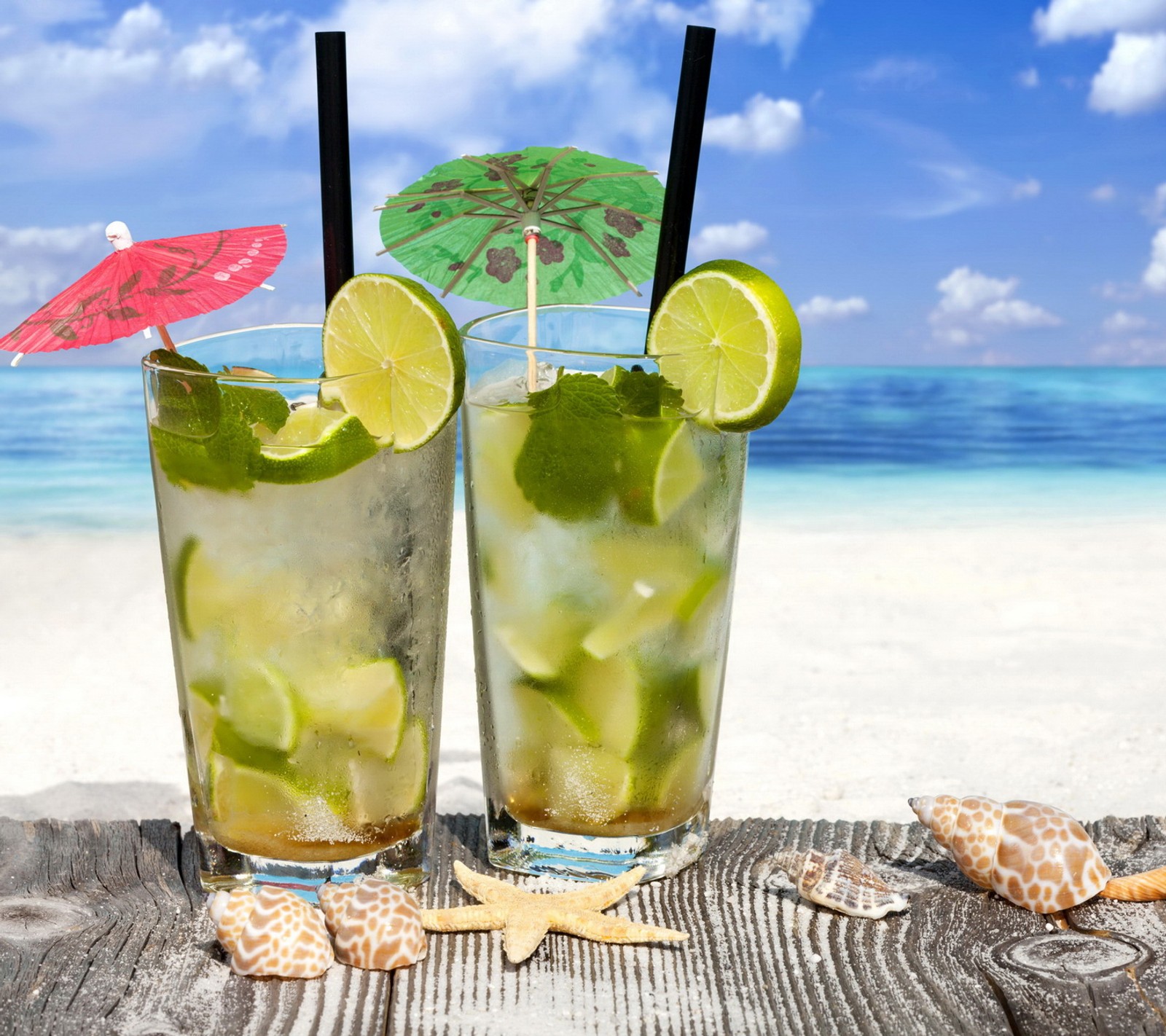 beach, cocktail, drink, lime, mojito wallpaper