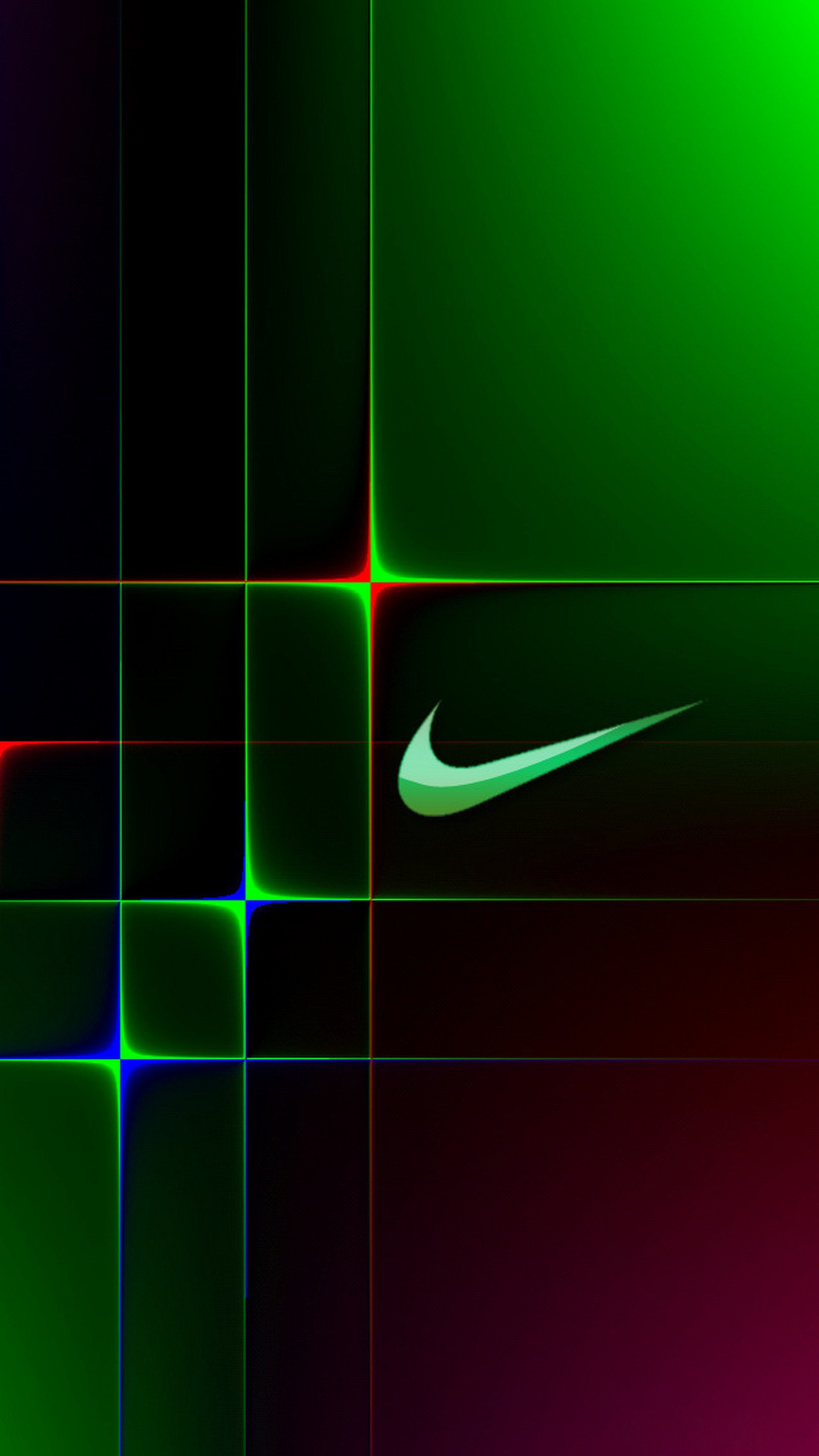 A close up of a green and red wall with a nike logo (neon, edge, abstract, digital, nike)