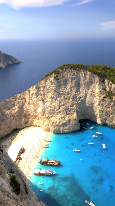 Vue aérienne à couper le souffle de la plage de Zakynthos en Grèce