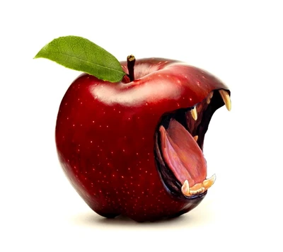 apple, fangs, funny, wild