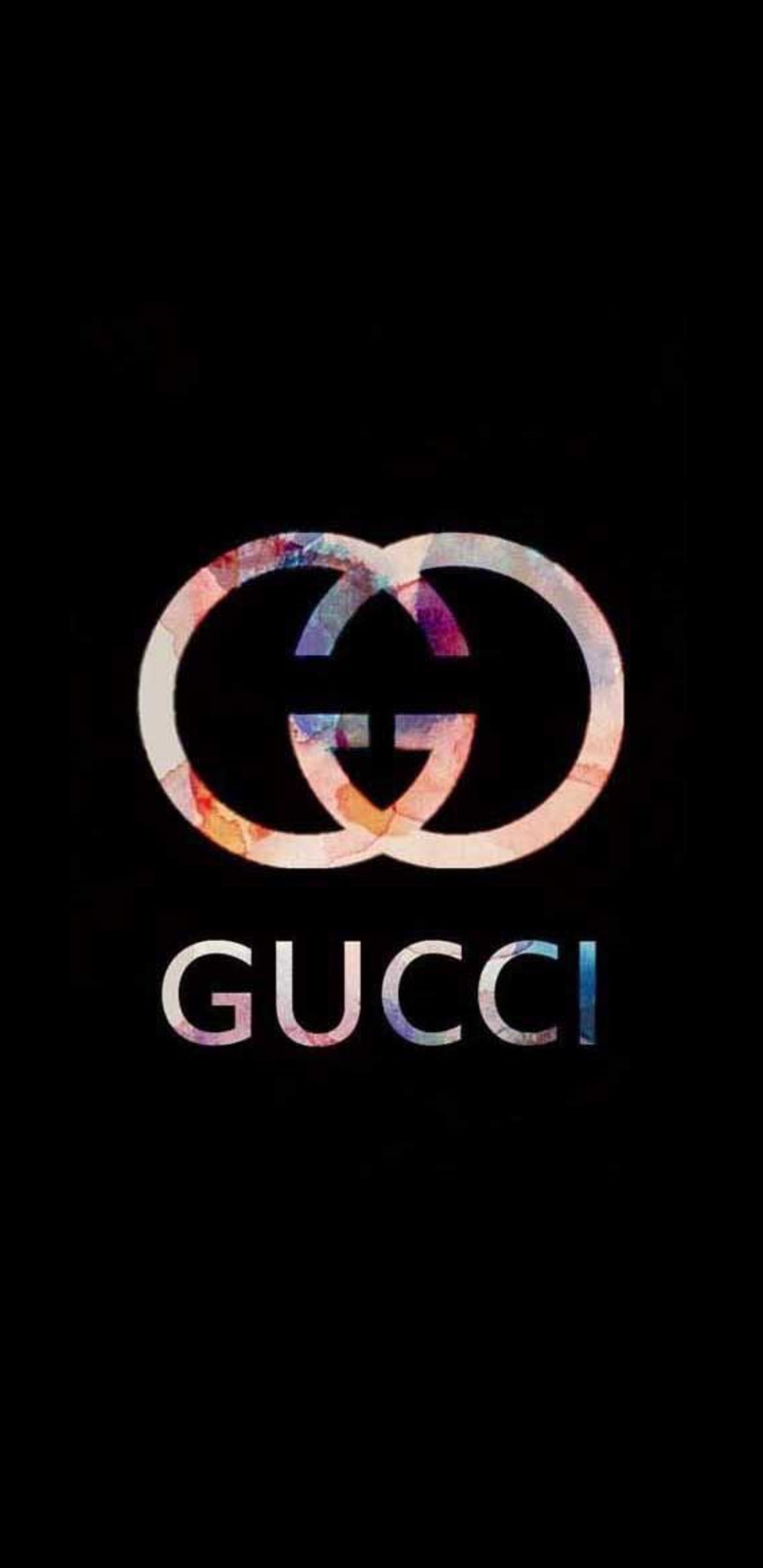 A close up of a black background with a logo on it (brands, designer, gucci, makes)