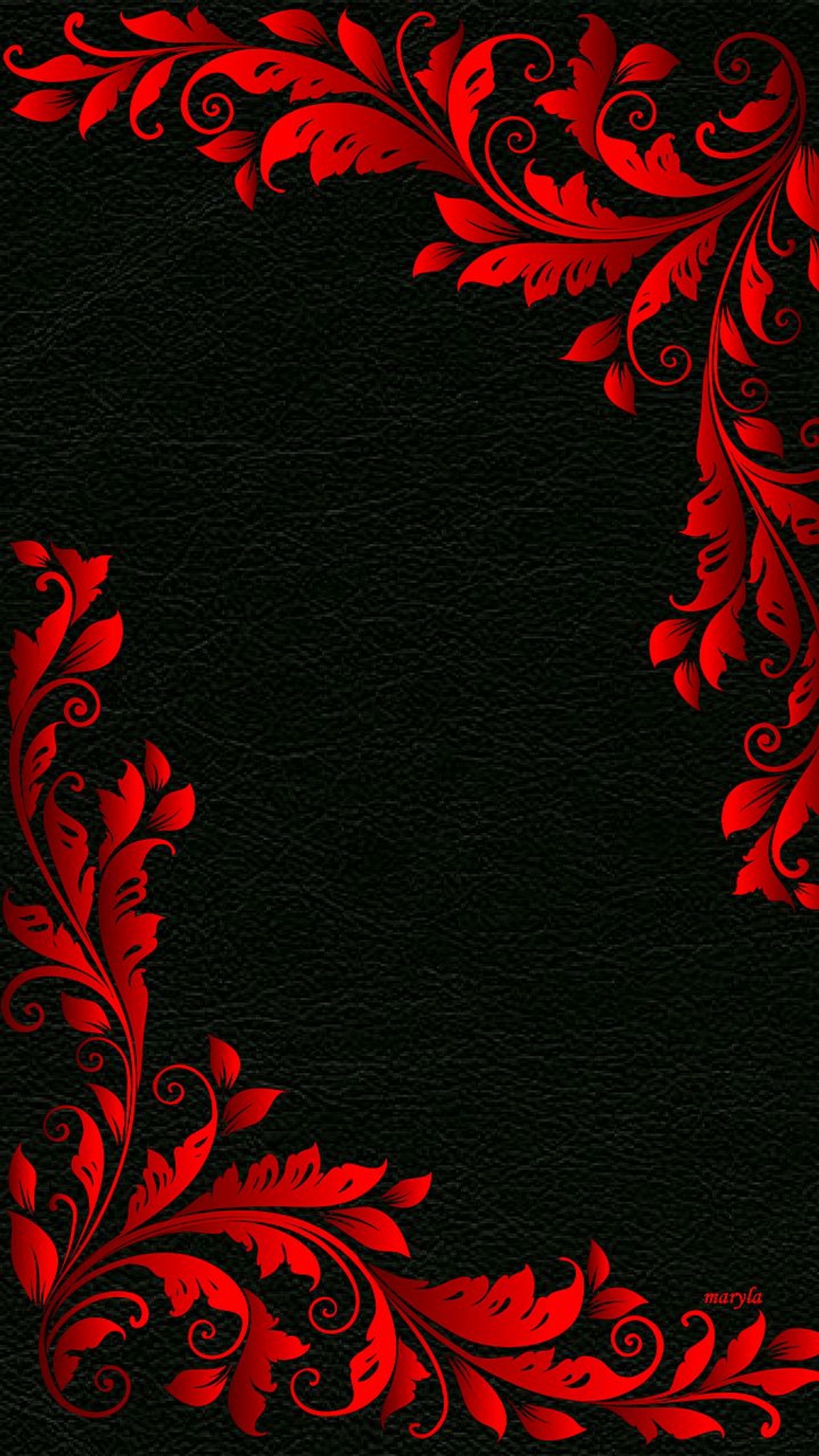 Un primer plano de un fondo rojo y negro con un diseño floral (abstracto, negro, rojo, tribal)