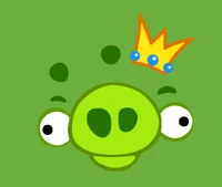 King Pig with a crown on a vibrant green background.