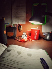 table, studytable, lamp, coffeemug, jbl