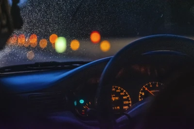 mustang, chuva, gotas de chuva, bokeh, velocímetro