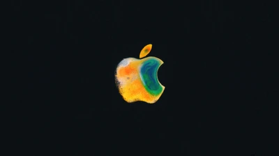 Buntes Apple-Logo auf schwarzem Hintergrund