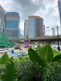 Metrópoli urbana con bloques de torres y vegetación exuberante