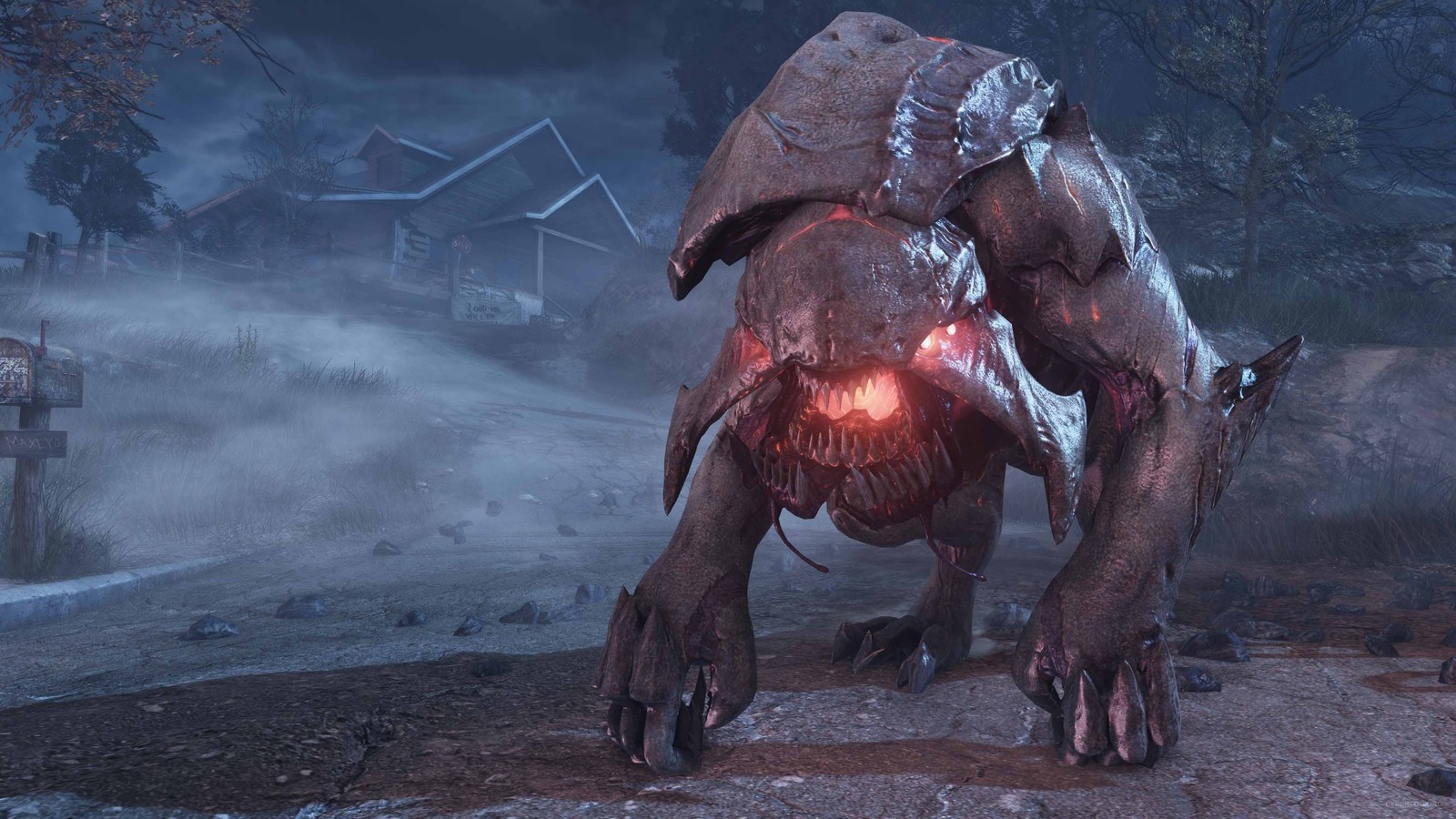 A close up of a giant animal with a glowing eye (call of duty ghosts, call of duty infinite warfare, call of duty zombies, infinity ward, multiplayer video game)