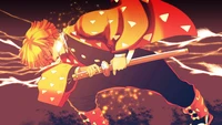 Zenitsu Agatsuma in Action: A Dynamic Moment from Demon Slayer