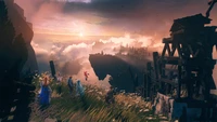 Cenário épico de aventura em Granblue Fantasy: Relink