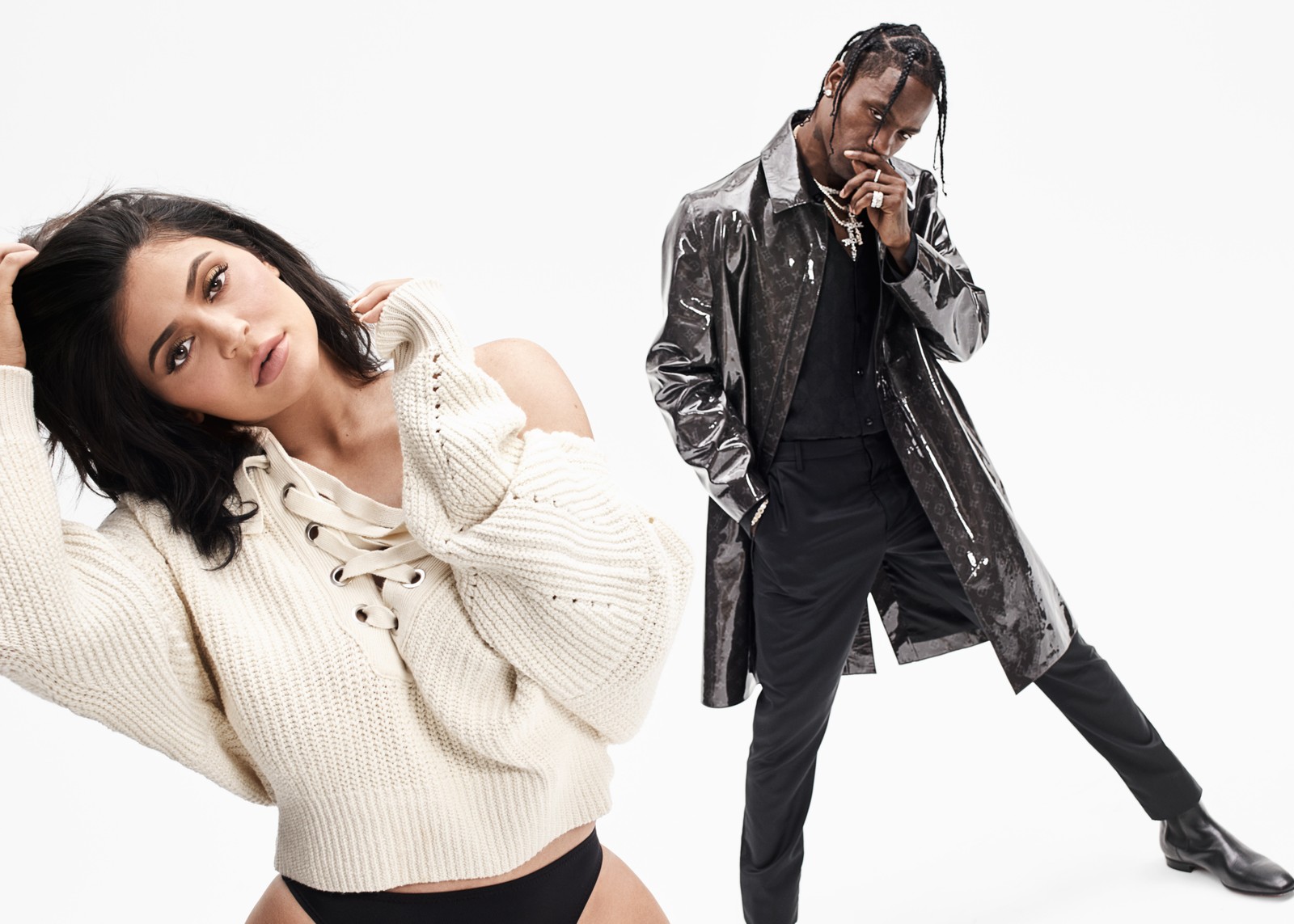 Скачать обои кайли дженнер, kylie jenner, тревис скотт, travis scott, журнал gq