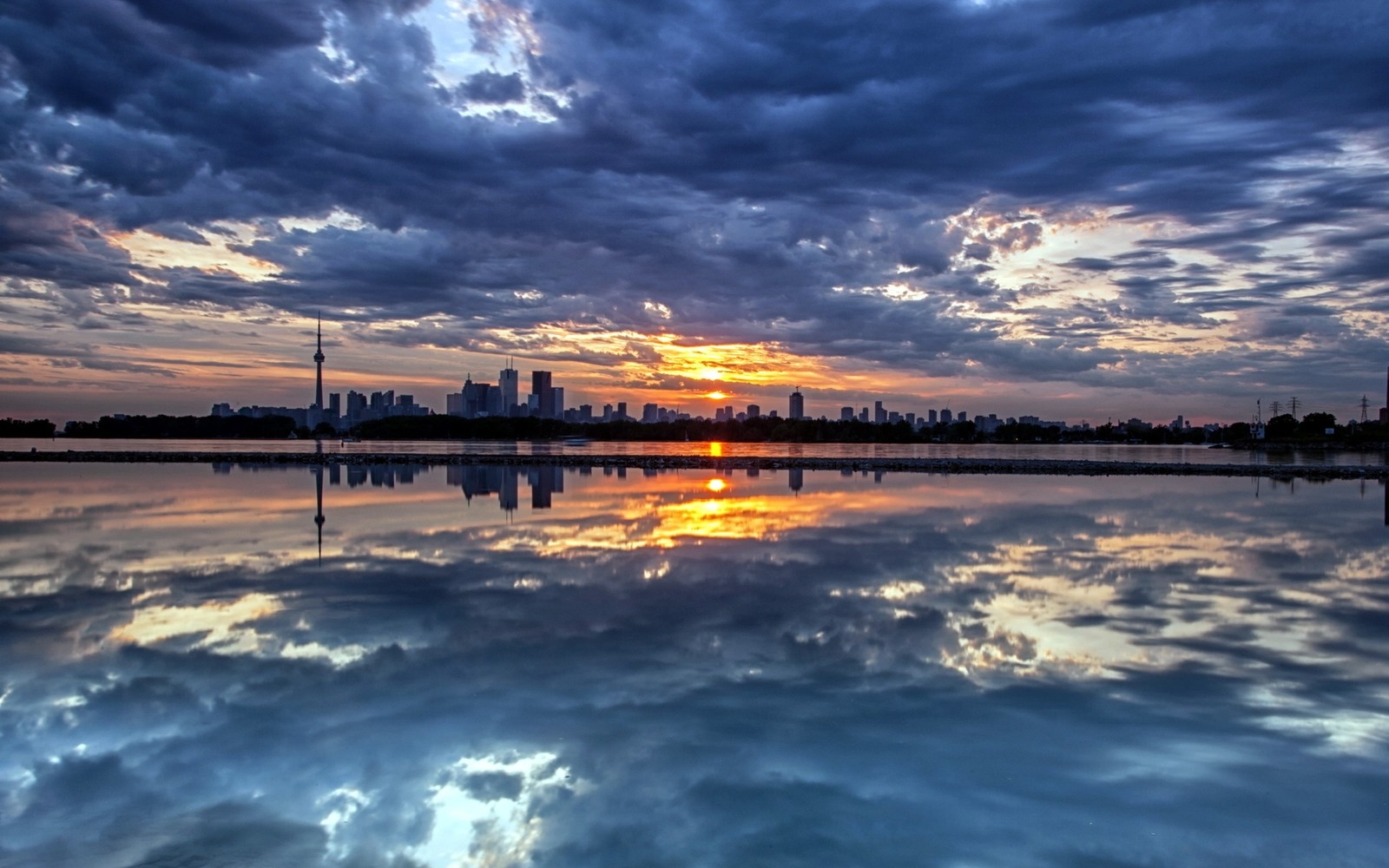 reflection, cloud, water, horizon, sunset wallpaper