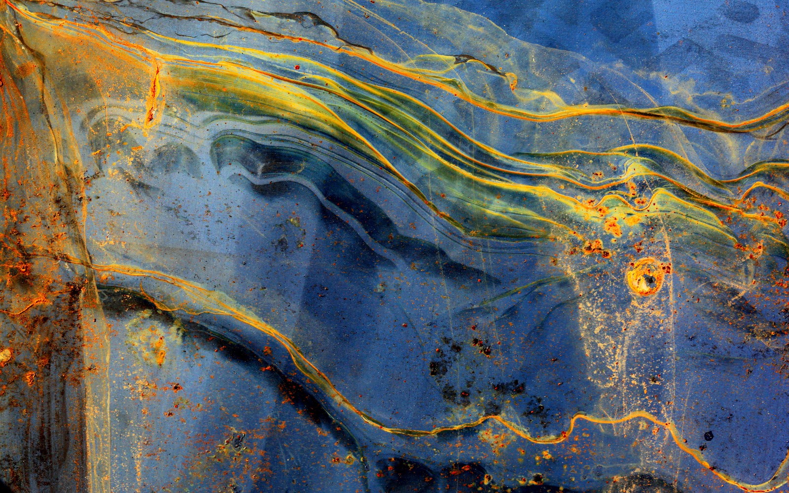 A close up of a painting of a woman with long hair (paint, painting, water, geology, rock)