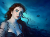 blue, beauty, illustration, portrait, art wallpaper