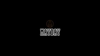 Mayday Logo: Black and White Circular Emblem with Bold Typography