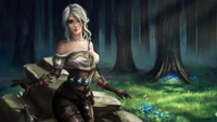 Ciri em uma floresta mística: Um retrato de The Witcher 3: Caça Selvagem